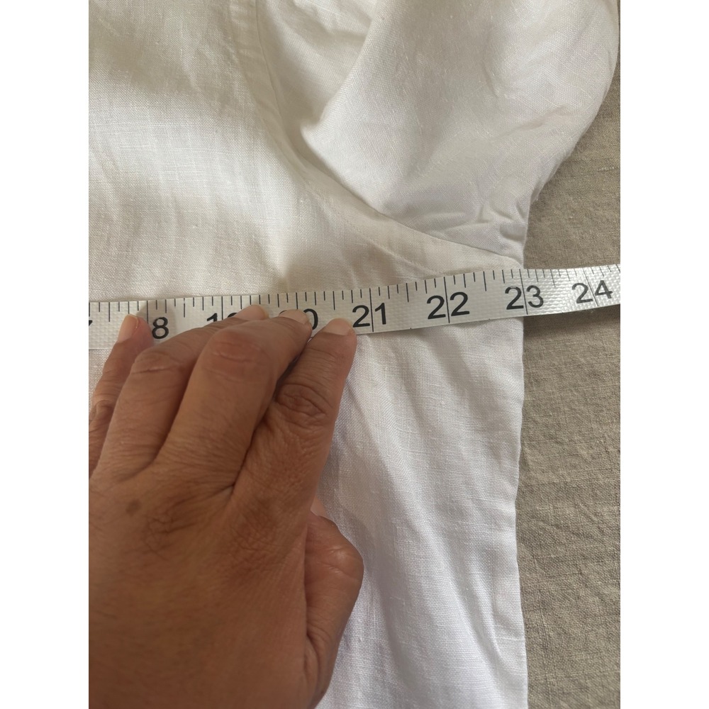 Lands End 100% Linen Long Sleeve Shirt Sz 12 Minimalist Capsule Coastal Preppy - Picture 4 of 8